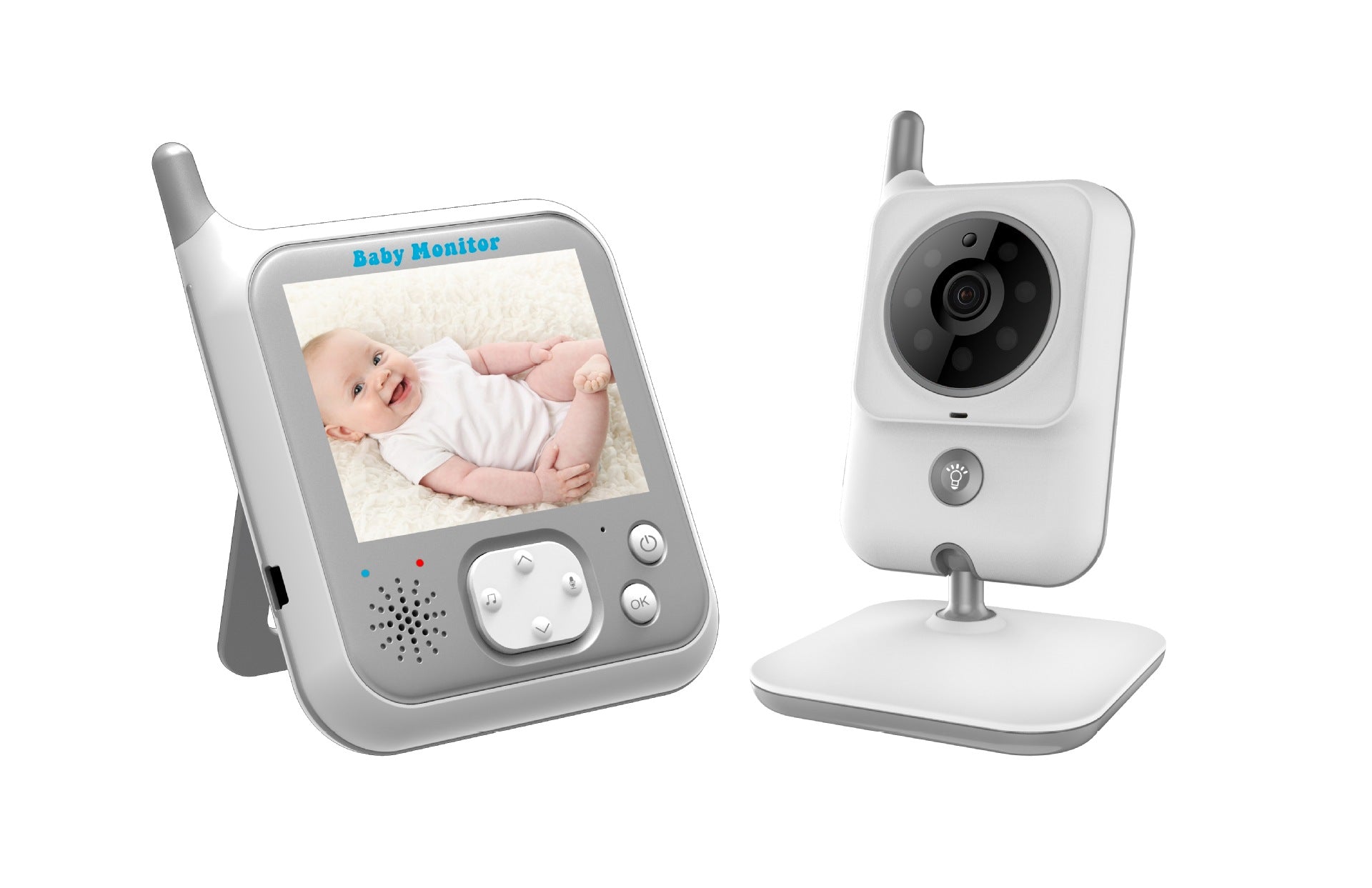 Monitor de bebé inalámbrico a color con pantalla luminosa portátil