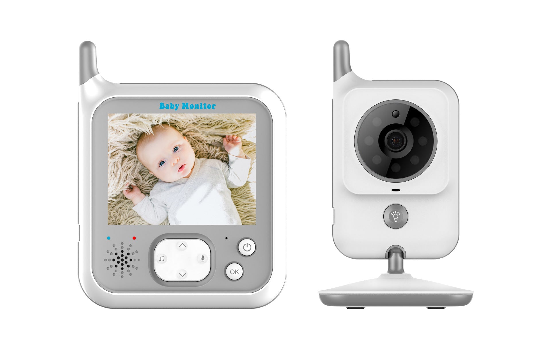 Monitor de bebé inalámbrico a color con pantalla luminosa portátil