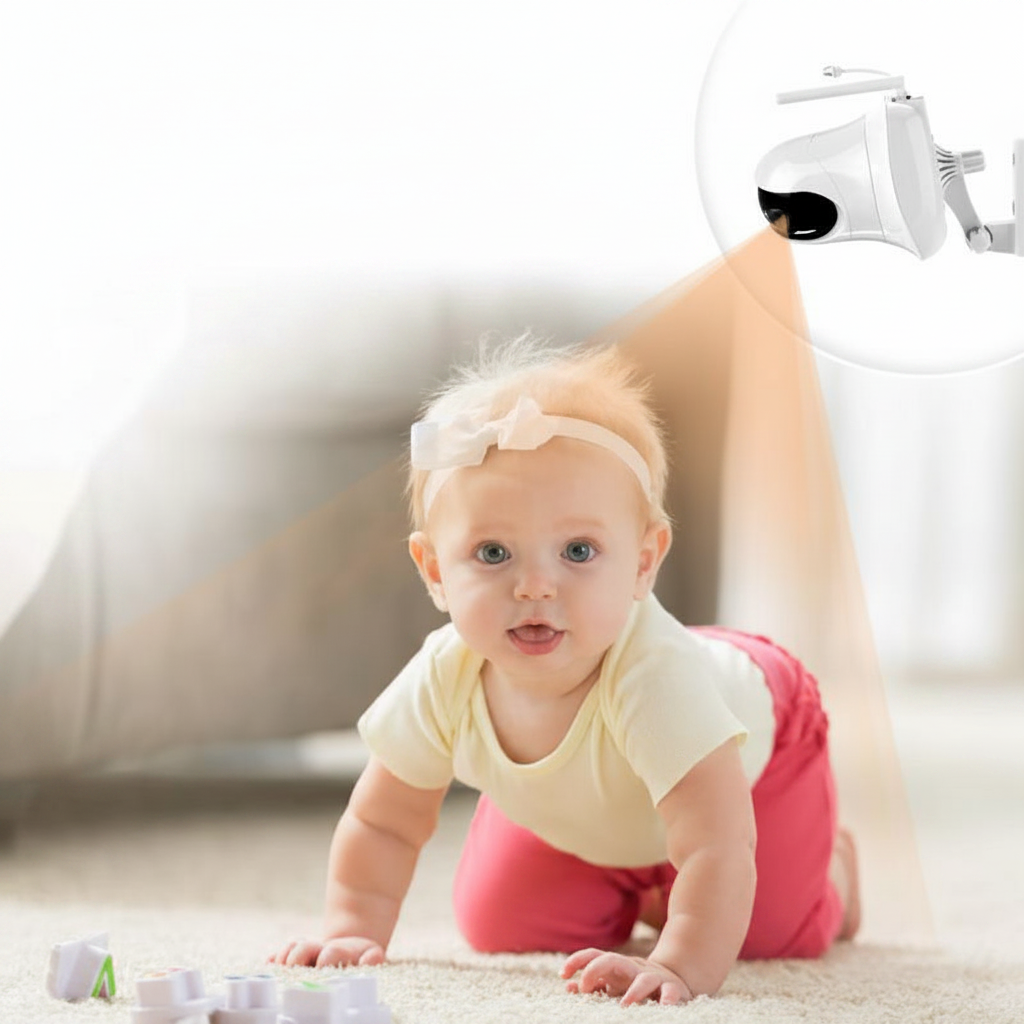 Monitor con bebé en cuna